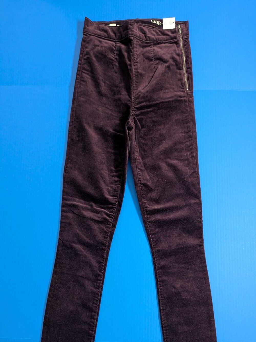 GAP Burgundy Velvet Side Zip Leggings Size 26R - Picture 2 of 7